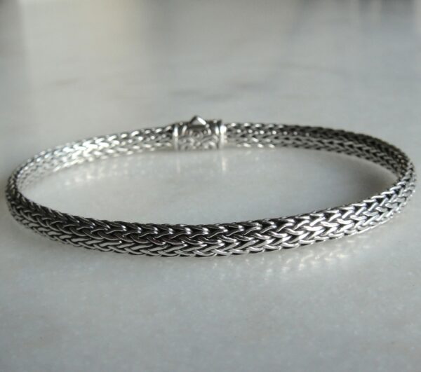 Bracelet homme en argent massif – vue arrière, design maille serpent tressée