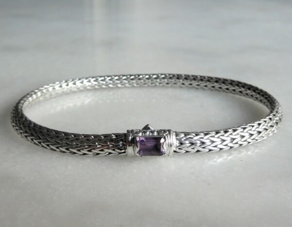 Bracelet en argent avec pierre améthyste – vue de face